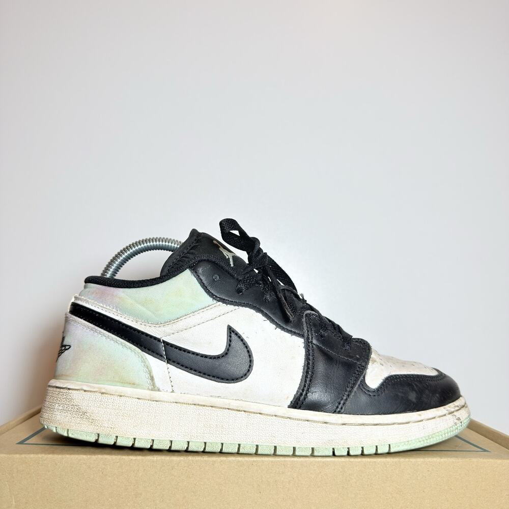 Nike Air Jordan 1 Low Tie Dye Mint Green Youth 6.5Y Kids Shoes Black Toe Used